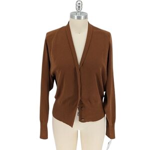11445 cos V Neck Wool Knit Cardigan Sweater Brown Size Small preppy minimalist